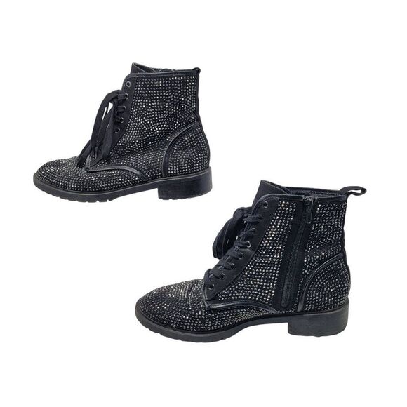 Steve Madden Ozzy Black Studded High Top Sneakers Sz 8M Womens Shoes Combat Glam - Picture 6 of 14